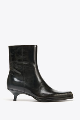 LEATHER KITTEN HEEL ANKLE BOOTS - Zara фото 2