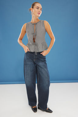 Siyah Potikareli Onu Baglama Detayl? Dokuma Bluz TWOSS25BZ00252 - Trendyolmilla фото 3