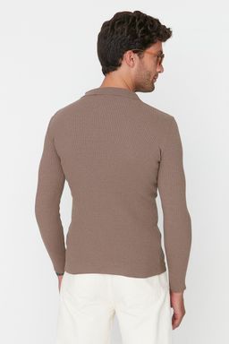 Trendyolmilla Man Haki Fitted Dar Kal?p Pamuklu Polo Yaka Dugmeli Fitilli Orgu Kazak TMNAW21KZ0567 фото 5
