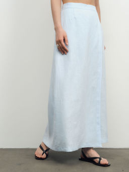 Юбка-брюки льняная 10990 голубая