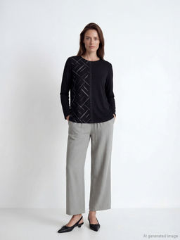 Bisiklet Yaka Ta?l? Bluz