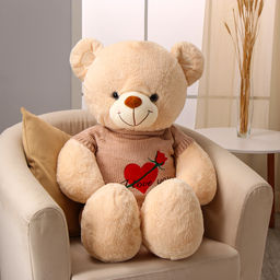 Мягкая игрушка Мишка, в вязаной кофте, 100 см, цвет бежевый