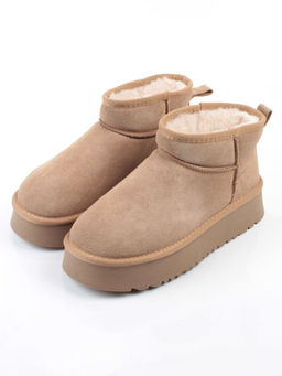 04-PF8520-3 BEIGE Угги женские (натуральная замша, 100% шерсть)