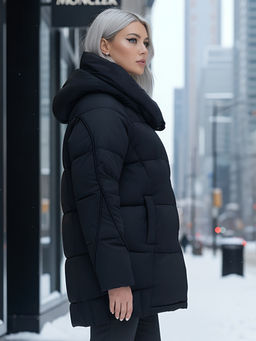 Куртка зимняя женская с капюшоном модная черного цвета 7651Ch - Visdeer фото 19