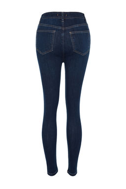 TRENDYOLMILLA Koyu Mavi Sekillendiren Etki Yuksek Bel Skinny Jeans TWOAW24JE00070  фото 8