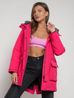 Парка женская зимняя MTFORCE c капюшоном розового цвета 2329R  фото 40