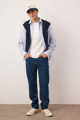 Lacivert Baggy/90s Straight Fit Jeans Bol Kot Pantolon TMNSS24JE00012