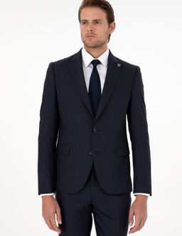 Lacivert Ex. Slim Fit _izgili Y_nl_ Tak_m Elbise