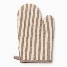 Набор кухонный «Доляна. Полоса»: коричневый, варежка-прихватка 25×17 см, прихватка 17×17 см, 50% п/э, 50% хлопок