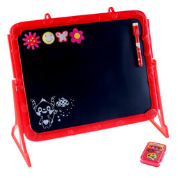 Доска магнитная двухсторонняя, под маркер и мел на подставках (мел, маркер, магниты), МИКС