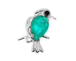 Брошь, турмалин параиба выращ. , шпинель, Попугай