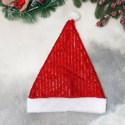 Колпак новогодний Мерцающие полосы 30х36 см, красный - Зимнее волшебство фото 2