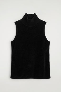 TOP DE CHENILLA SIN MANGAS CON CUELLO ALTO