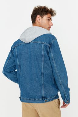 TRENDYOL MAN Siyah %100 Pamuk Regular Fit Orme Kapusonlu Denim Ceket TMNAW23CE00019 - Trendyolmilla фото 13