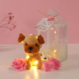 Набор подарочный Пёсик беж, мыльные розовые розы 5 шт., роса, 7?7?12 см