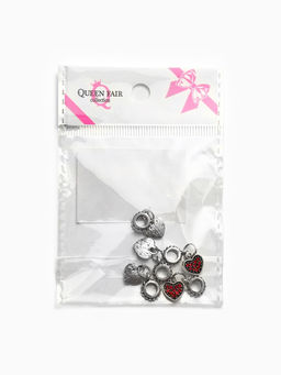 Цена за 5 шт. Шарм подвеска «Сердце», красный в серебре