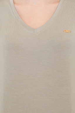 Женская футболка цвета хаки с V-образным вырезом Basic - U.s. polo assn фото 18