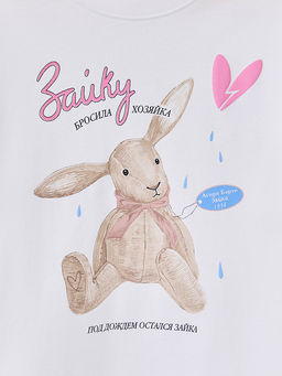 Лонгслив для девочек белый со строчкой из стихотворения - Mark formelle фото 5