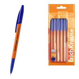 Цена за 24 шт. Набор из 8 ручек шариковых ErichKrause Slender Stick Orange 0.7, Super Glide Technology, цвет чернил синий (в пакете)