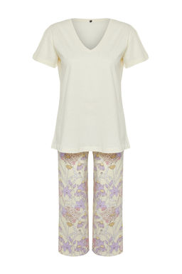 Trendyolmilla Sar? Cicekli Kapri Orme Pijama Tak?m? THMSS24PT00210 фото 12