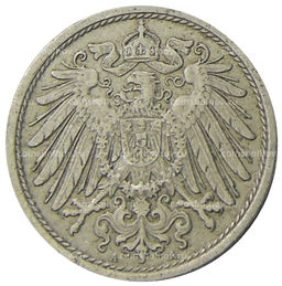 Монета 10 пфеннигов 1909 года А Германия