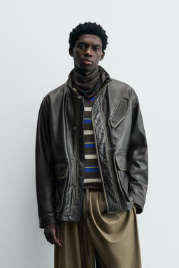 LIMITED EDITION LEATHER JACKET WITH POCKETS - Zara фото 2