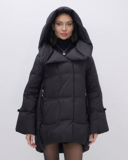 Куртка зимняя женская с большим капюшоном модная черного цвета 7739Ch - Visdeer фото 2