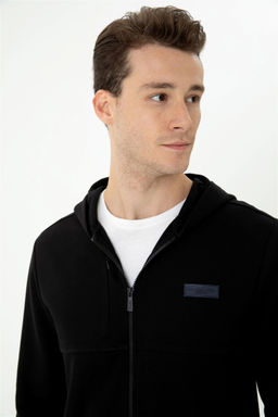 U. S. Polo Assn Мужской черный вязаный кардиган с капюшоном - U.s. polo assn фото 2