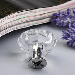 Цена за 2 шт. Ручка для шкатулки металл "Кристалл" набор 2 шт  серебро 2,5х2,8х2,8 см