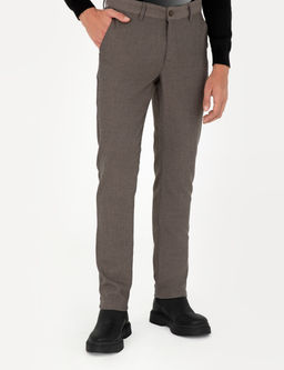 Kahverengi Slim Fit Kanvas Pantolon