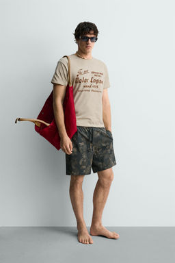 CAMISETA ESTAMPADO TEXTO EFECTO VINTAGE / Beige
