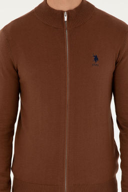 Мужской коричневый базовый трикотажный кардиган - U.s. polo assn фото 6