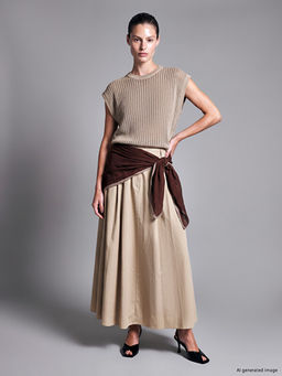 Y?ksek Belli Pileli Klo? Etek