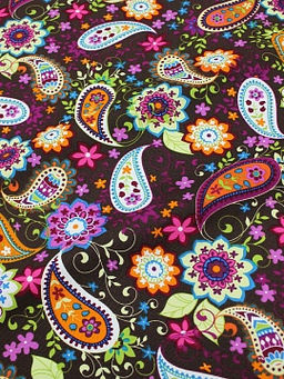 Интерьерный хлопок Цветочный пейсли цв.горький шоколад, ш.1.5м, хлопок-100%, 250гр/м.кв