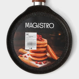 Сковорода блинная Magistro Granit, d=22 см, ручка soft-touch, антипригарное покрытие, индукция, кованый алюминий, чёрная