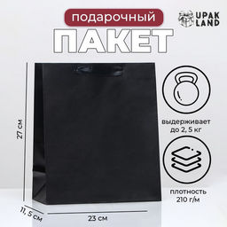 Пакет ламинированный Чёрный, 23 х 27 х 11,5 см - UPAK LAND фото 3