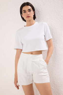 Beyaz Pamuklu Astarl? Brode K?sa Sort & Bermuda TWOSS25SR00225 - Trendyolmilla фото 4