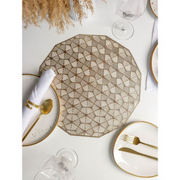 Набор салфеток сервировочных на стол Доляна Гипноз, 4 шт, d=38 см, цвет золотой  фото 22