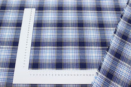 Пестрядь Клетка цв.бирюзовый/белый/чернильно-синий, ш.1.5м, хлопок-100%, 140гр/м.кв - Купава фото 4