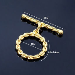 Замок родированный тоггл «Круг» звенья, цвет золото