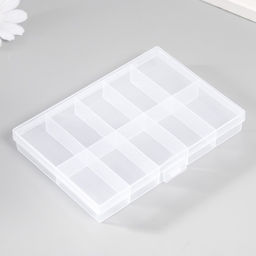 Шкатулка пластик для мелочей "Прямоугольная" прозрачная 10 отделений 9х13х1,7 см
