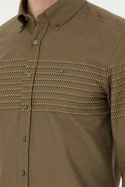 Мужская рубашка цвета хаки с длинным рукавом - U.s. polo assn фото 14