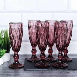 Бокал для шампанского 6 штук 200 мл / KF-036-2 /уп 8/ бордовый - ГалеонТрейд фото 2