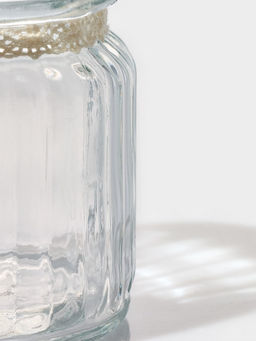 Банка для сыпучих Доляна «Ёжик в золотом», 230 мл, 7.8×15 см, с керамической крышкой, стекло, прозрачная