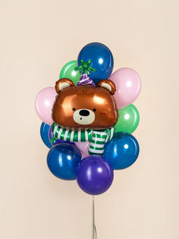 Цена за 2 шт. Воздушный шар фольгированный 38" «Мишка в колпачке»