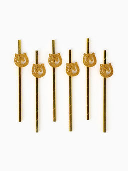 Трубочки для коктейля Подкова золотые, набор 6 шт.