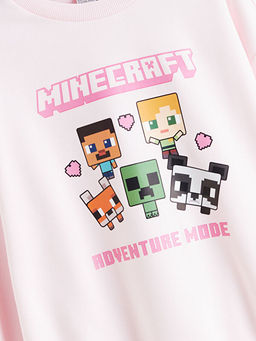 Bisiklet Yaka Minecraft Bask?l? K?z ?ocuk Sweatshirt