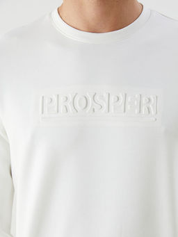 Bisiklet Yaka Uzun Kollu Bask?l? Erkek Sweatshirt