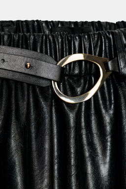 FAUX LEATHER CAPE MIDI SKIRT WITH BELT - Zara фото 8