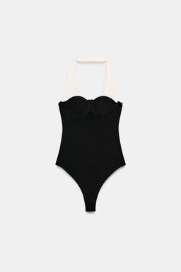 BODY HALTER AROS COMBINADO / Blanco / Negro - Zara фото 5